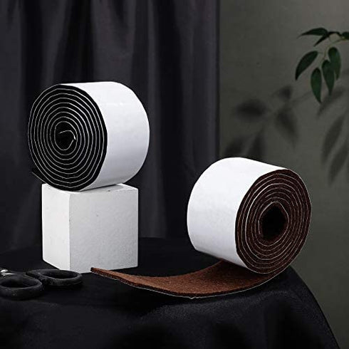 2 Packs Felt Furniture Pads Heavy Duty Felt Strip Roll with Adhesive Backing Adhesive Felt Tape for Protecting Hardwood Floors Chair Wall Protector(120 x 2 x 0.12 Inch,Dark Brown)