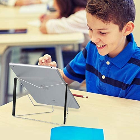 2 Pieces Book Stands, Adjustable Reading Stand, Music Book Easel Display Holder, Fold-n-Stow Metal Bookstand, Small Book Rest for Kitchen Countertops (Black)