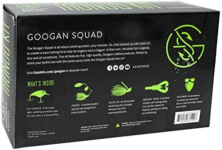 Catch Co Googan Squad Bass Fishing Mondo Kit | Googan Squad Flat Banger, Zinger, Juicee Jig, Necko Sun Mask and Googan Baits Krackin' Craw