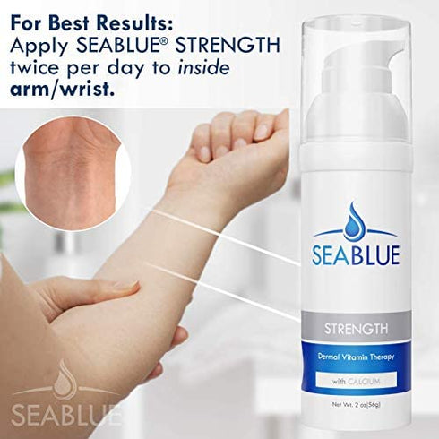 Calcium Magnesium Lotion - Transdermal Vitamins - Absorbs Through the Skin - No More Pills - for Bone Strength by SeaBlue, 1.6 Oz.