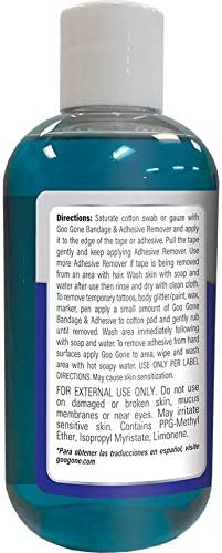 Goo Gone Bandage Adhesive Remover For Skin - 8 Ounce - Safe Method to Remove Sports Tape, KT Tape, Temporary Tattoos, Ink, Medical Bandages and More