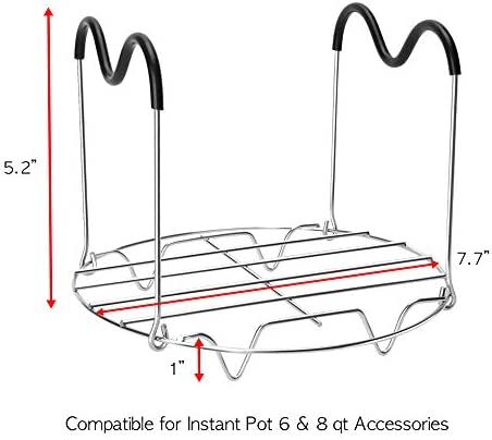 Steamer Rack Trivet with Heat Resistant Handles Compatible with Instant Pot Accessories 6 Qt 8 Quart, Pressure Cooker Trivet Wire Steam Rack, Great for Lifting out Whatever Delicious Meats & Veggies You Cook
