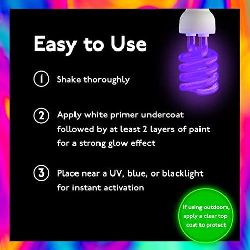 Individuall Glow in the Dark Paint - Set of 8, 20 mL Reflective Acrylic Paints for Outdoor and Indoor Use on Canvas, Walls and Ornament Painting - Blacklight Activated