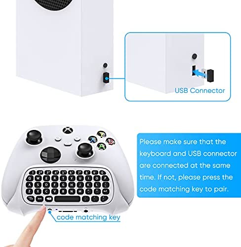 Controller Keyboard for Xbox Series X/ S/ for Xbox One/ One S, Wireless Bluetooth Gaming Chatpad Keypad with USB Receiver, Built-in Speaker & 3.5mm Audio Jack for Xbox Series X/ S/ One/ One S, White