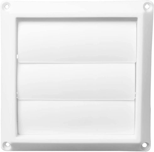 Dryer Vent Cover Outdoor 6 inch, Exterior Wall Vent Cover,White Louvered Outdoor Dryer Vent Cover (8'' x 8 '')