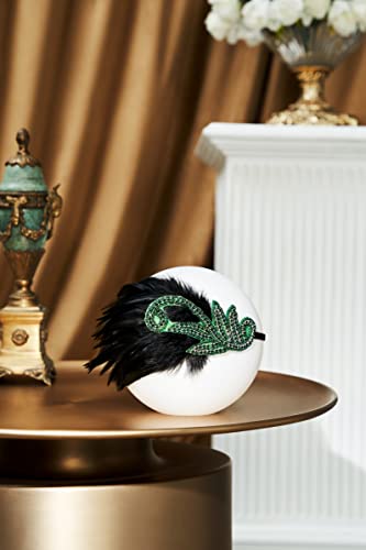 BABEYOND 1920s Flapper Headband Accessories Roaring 20s Feather Hair Band Vintage Gatsby Party Accessories (Green)