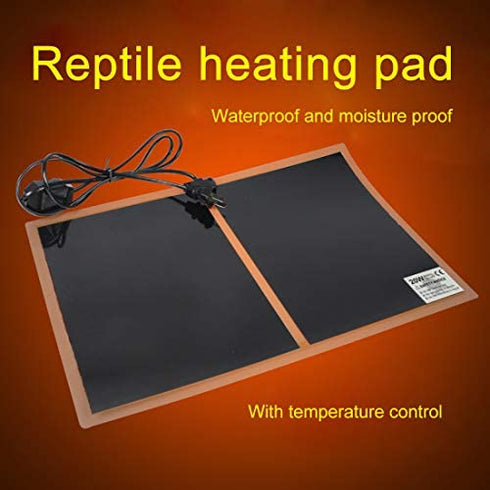 MQ Reptile Terrarium Heat Pad with LCD Digital Thermometer, 6 x 11in Power Adjustment Under Tank Heater Mat for Pets, Small Animals, Seedling, 7W
