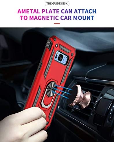 Military Grade Drop Impact for Samsung Galaxy S8 Case 5.8 inch 360 Metal Rotating Ring Kickstand Holder Built-in Magnetic Car Mount Armor Shockproof Case for Samsung Galaxy S8 Protection (Rose Gold)