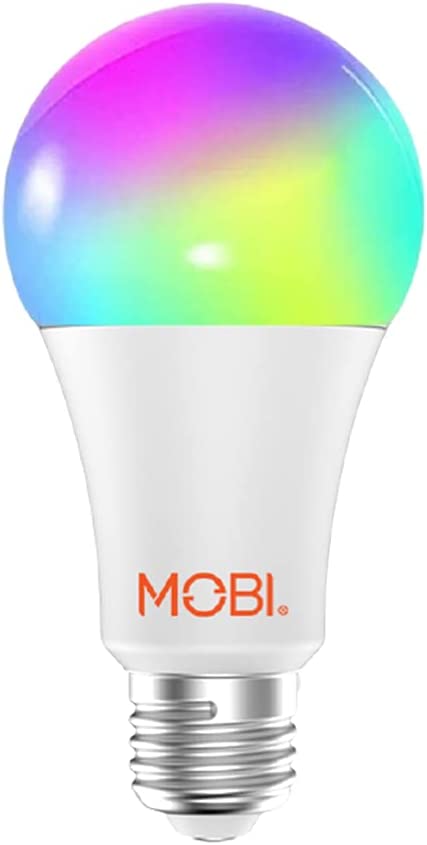 Smart WiFi LED Bulb; MOBI Multi-Color Changing LED Light Bulb for Home; Bedroom, Dimmable & Voice Command, Energy Efficient LED Bulbs, No Hub Required, Compatible with Alexa and Google
