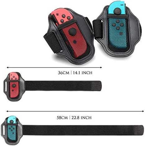 ECHZOVE Leg Strap for Nintendo Switch Sports,Accessories for Nintendo Switch Ring Fit Adventure, 2 Leg Straps for Switch Ring Fit Adventure and 2 Grips for Ring con and 1 Storage Bag for Ring Con