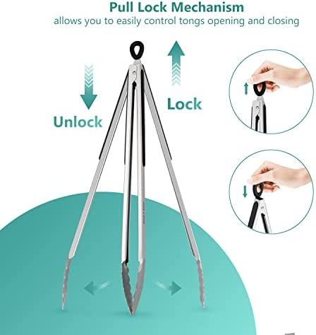 Grill Tongs, 17 Inch Extra Long Kitchen Tongs, Premium Stainless Steel Tongs for Cooking, Grilling, Barbecue/BBQ, Buffet (1 pc)