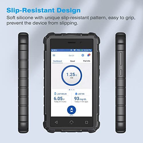 MEDMAX Silicone Case for Omnipod Dash PDM (Personal Diabetes Manager), Lightweight Shockproof Anti Slip Protective Cover Soft Gel Skin with Raised Bezel for Omnipod Dash Device (Black)