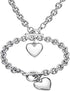Silver 18k Gold Rose Gold Plated Charm Chunky Stainless Steel Chain Heart Toggle Choker Bracelet Necklace Set for Womens Girls Fashion Valentine Jewelry Set
