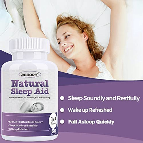 Sleep Aid, Natural Herb Sleeping Pill for Adults, Faster Absorption Dissolve Tablets Easy to Take, Maximum Strength Supplement, Helps Sleep Better & Wake Up Restored