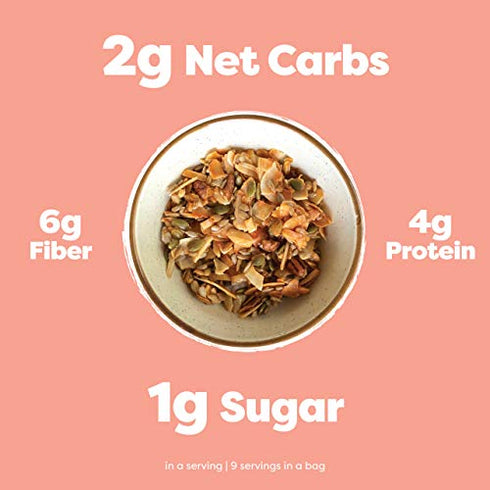 Kiss My Keto Granola Cereal – Coconut Almond Pecan Keto Granola Low Carb Cereal (2g-Net) Low Sugar Granola (1g) – Grain Free Granola Keto Cereal, Gluten Free Granola – Keto Nut Granola for Yogurt