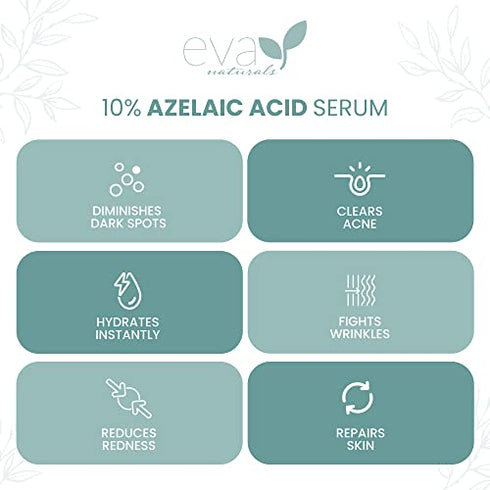 Azelaic Acid 10% Facial Serum, 2 oz., Skin Brightening Hyaluronic Acid and Niacinamide, Redness Relief , Fade and Repair Dark Spots