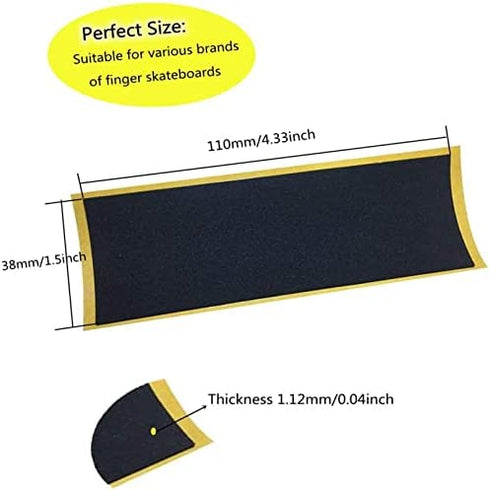 ACFELLE 110mm x 38mm Black Wooden Fingerboard Skateboard Foam Grip Tape Stickers (18)