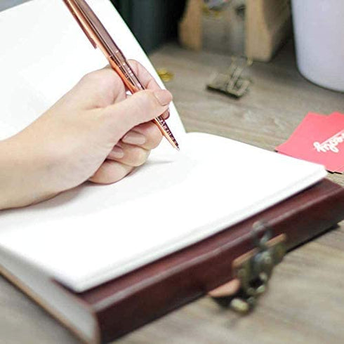 Leather Book of Shadows Journal, Supernatural Notebook with Chakra Gem Stones Healing Crystals and Latch, by AzureGreen (Brown Single Lock)