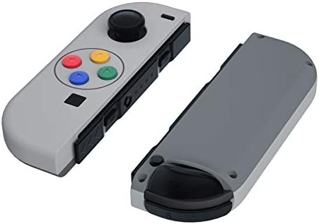 eXtremeRate Soft Touch SFC SNES Classic EU Style Joycon Handheld Controller Housing Coloful Buttons, Replacement Shell Case for Nintendo Switch & Switch OLED Joy-Con – Joycon and Console NOT Included