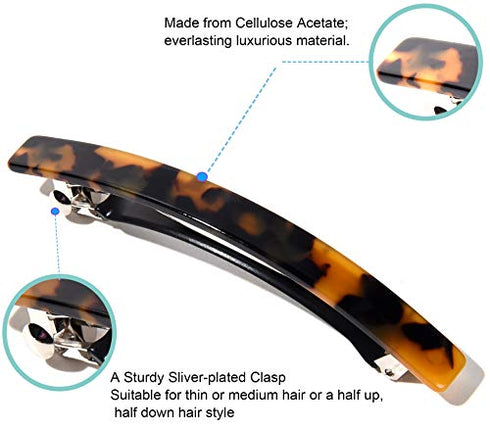 FSMILING 4"long Skinny Hair Barrettes Large Automatic Hair Clip Tortoise Shell Hair Accessories For Women Girls Thick Hair,4 Color Available (4 Packs)