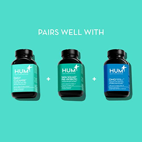 HUM Daily Cleanse Clear Skin Herbal Supplements - Improved Digestive Health + Natural Detoxification Support with Green Algae, Detoxing Herbs & Minerals - Body Detox & Skin Supplement (60 Capsules)