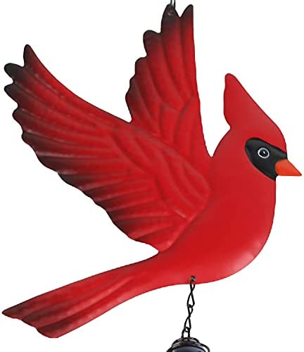 Tinsow Cardinal Bird Wind Chime Portable Wind Bell Outdoor Chime Outdoor Decoration Hanging Decor for Patio, Deck, Yard, Garden (Red-Flaping)