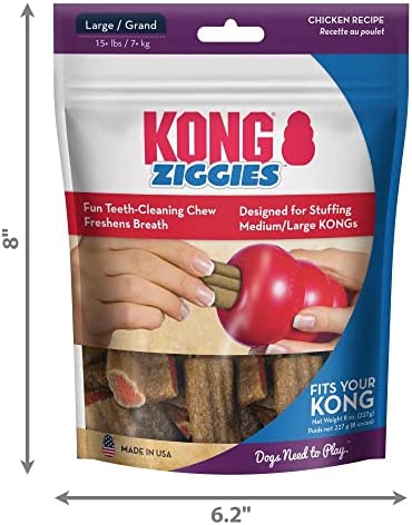 KONG - Ziggies - Teeth Cleaning Dog Treats for KONG Classic Rubber Toys - Chicken Flavor for Large Dogs (8 Ounce)