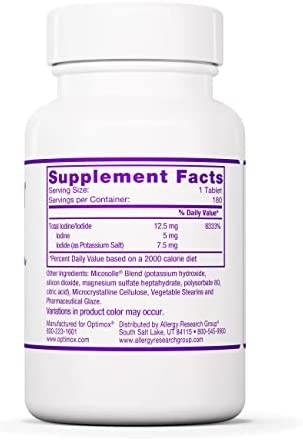 Optimox Iodoral 12.5 mg - Original High Potency Lugol Solution Iodine Nutritional Supplement - Energy and Thyroid Support - 180 Tablets?