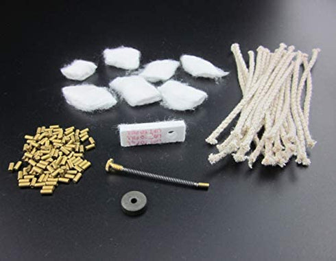 Universal Lighter Replacement Repair Kit Pack for Petrol Gas Fluid Lighter ( Flint Stones, Flint Spring & Base Plate, Flint Wheel, Cotton, Wick, and Felt Pad )