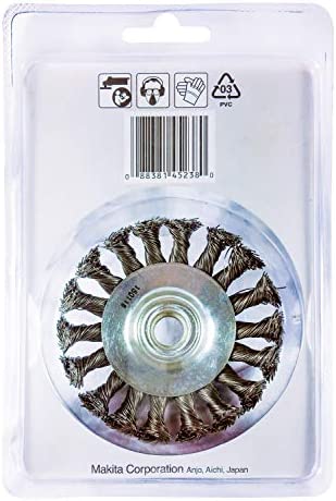 Makita 1 Piece - 4 Inch Knotted Twist Wire Wheel Brush for Grinders - Heavy-Duty Conditioning for Metal - 4" x 5/8-Inch | 11 UNC