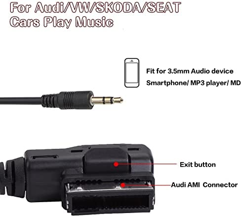 OCR 6.6ft AMI MDI MMI AUX Cable Audio Music Interface Adaptor 3.5mm Jack Aux-in MP3 Cable for Audi Audi A3/A4/A5/A6/A8/Q5/Q7/R8/TT, VW Jetta Passat GTI GLI CC Tiguan Touareg EOS Golf Mk 6, etc.