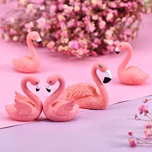 25 Pieces Flamingo Cake Decorations Mini Flamingo Miniature Figurines DIY Handmade Decor Ornaments for Flamingo Party Bridal Wedding Car Accessories