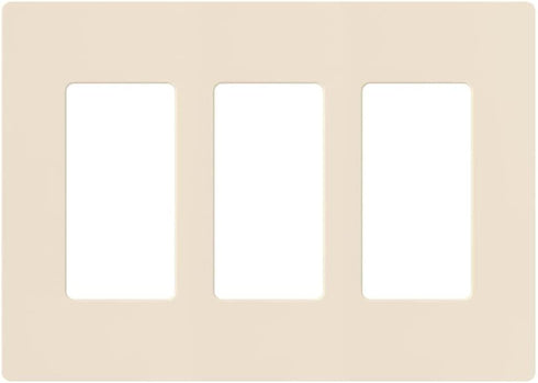 Lutron Claro 3 Gang Decorator/Rocker Wallplate, Gloss, Light Almond (1-Pack) | CW-3-LA