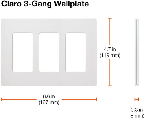 Lutron Claro 3 Gang Decorator/Rocker Wallplate, Gloss, Light Almond (1-Pack) | CW-3-LA