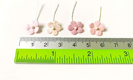 TH Flowers Embellishment with Thread stem 8 mm Mulberry Paper Flowers 50 Tiny Craft Supplies Scrap Booking Embellishments for so Many Card Craft Projects