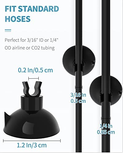 Pawfly Aquarium Suction Cup Clips for Standard 3/16" ID Airline Tubing Black Air Hose Holder Clamp Accessories for Fish Tank Aeration Setup, 20 Pack