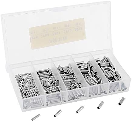 OriGlam 250pcs Single Barrel Crimp Sleeves Kit, Copper Barrel Crimp Sleeves Copper Tube, Fishing Line Leader Rigging Tackle, Wire Rope Tube Connector Kit for Leader Rigging