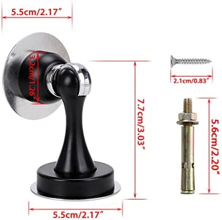 Sumnacon Magnetic Door Stopper, Heavy Duty Stainless Steel Door Stop Holder Come with 4 Pcs 3M Double-Sided Adhesive Tape & Hardware Screws,Install with Adhesive Tape Or Screws On Floor Wall (Black)