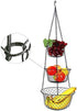 MALMO 3-Tier Wire Fruit Hanging Basket, Vegetable Kitchen Storage Basket, Iron Wire Black