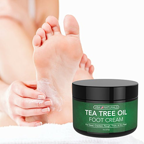 Tea Tree Oil Foot Cream - Instantly Hydrates and Moisturizes Cracked or Callused Feet - Rapid Relief Heel Cream - Natural Treatment Helps & Soothes Irritated Skin, Athletes Foot, Body Acne