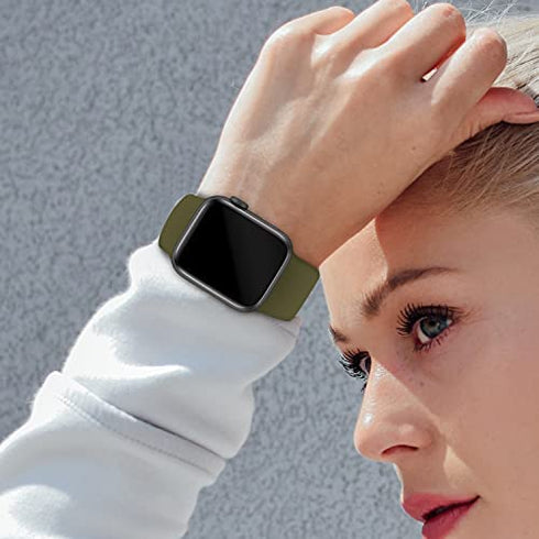 Distore Bands Compatible with Apple Watch 38mm 40mm 41mm 42mm 44mm 45mm, Soft Silicone Replacement Sport Strap Wristbands for iWatch Series 8/7/6/5/4/3/2/1 SE Women Men, Olive Green
