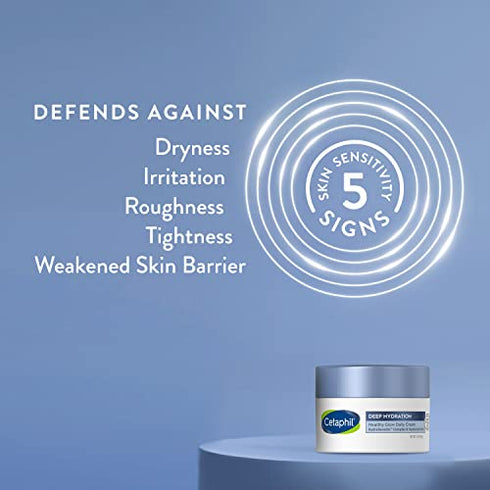 CETAPHIL Deep Hydration Fragrance Free Healthy Glow Daily Face Cream, 1.7 oz, 48Hr Dry Skin Face Moisturizer for Sensitive Skin, With Hyaluronic Acid, Vitamin E & B5, Dermatologist Recommended