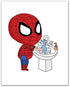 Spiderman Bathroom Prints - Set of 4 (8 inches x 10 inches) Wall Art Decor