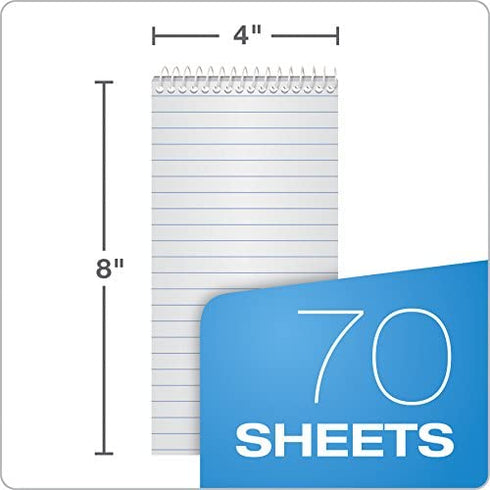TOPS Reporter's Notebooks, 4" x 8", Wide Rule, 70 Sheets, 4 Pack (80304)
