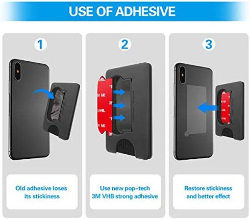 Sticky Adhesive Replacement for Socket Wallet+ Base, pop-tech 6pcs 3M VHB Strong Sticker Pads for Cell Phone Wallet Plus Case Back Stand, Double Sided Tape for iPhone 13 14, Samsung & All Smartphone