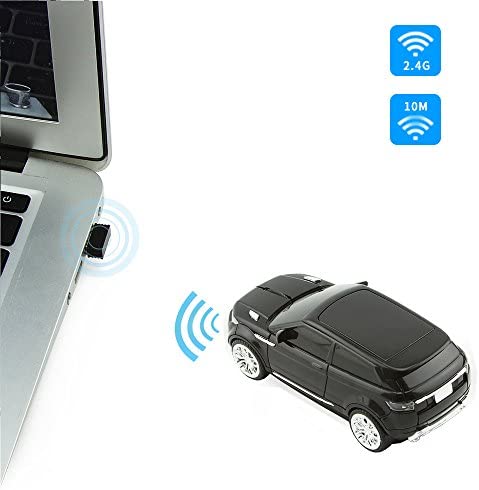 3C Light Car Mouse Wireless 2.4GHz Cool Sport SUV Car Shape Mouse Optical Mice 1600 DPI with USB Receiver Suitable for PC/Computer/Laptop (Black)