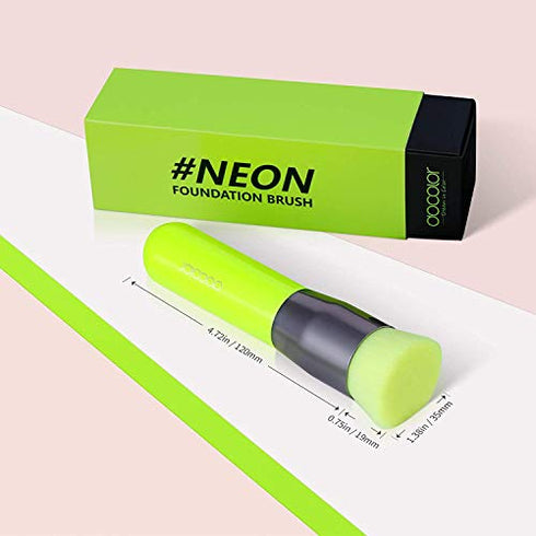 Foundation Brush Docolor Flat Top Kabuki Foundation Professional Synthetic Makeup Brush Perfect for Blending Liquid Cream or Powder Cosmetics Full Coverage Face & Body Brush Premium Makeup Tools, Neon Green