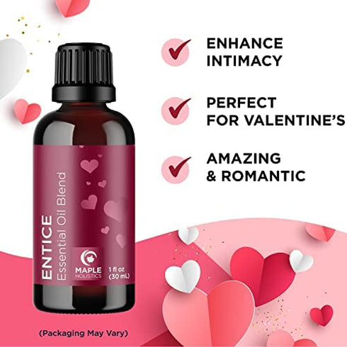 Entice Essential Oil Blend for Diffuser - Passionate Blend of Aromatherapy Oils for Couples with Lavender Palmarosa Clary Sage and Ylang-Ylang Essential Oil - Ignite The Romance Essential Oils Blend