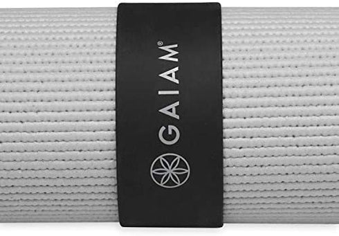 Gaiam Yoga Mat Strap Slap Band - Keeps Your Mat Tightly Rolled and Secure, Fits Most Size Mats (20"L x 1.5"W), Black