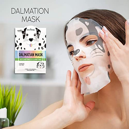 Epielle Character Sheet Masks | Animal Spa Mask | Dalmatian, Zebra, Cat, Shark, Narwhal, Mermaid Scale | (Pack of 6) | Birthday Gift, Spa Day, Stocking Stuffers